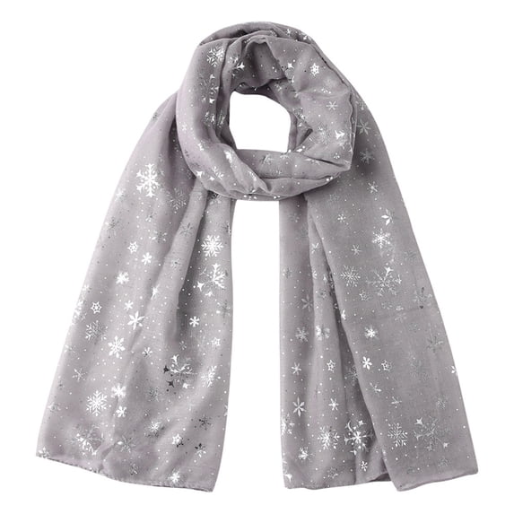 Yuanlong Womens Scarves Christmas Snowflakes Print Thin Long Shawls Wraps Spring Winter Comfy Neckwear Lightweight Scarf