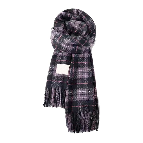 Yuanlong Winter Scarves Oversized Classic Plaid Knitted Fringe Shawls Wraps Streetwear Fashion Neckwear Ladies Soft Scarf