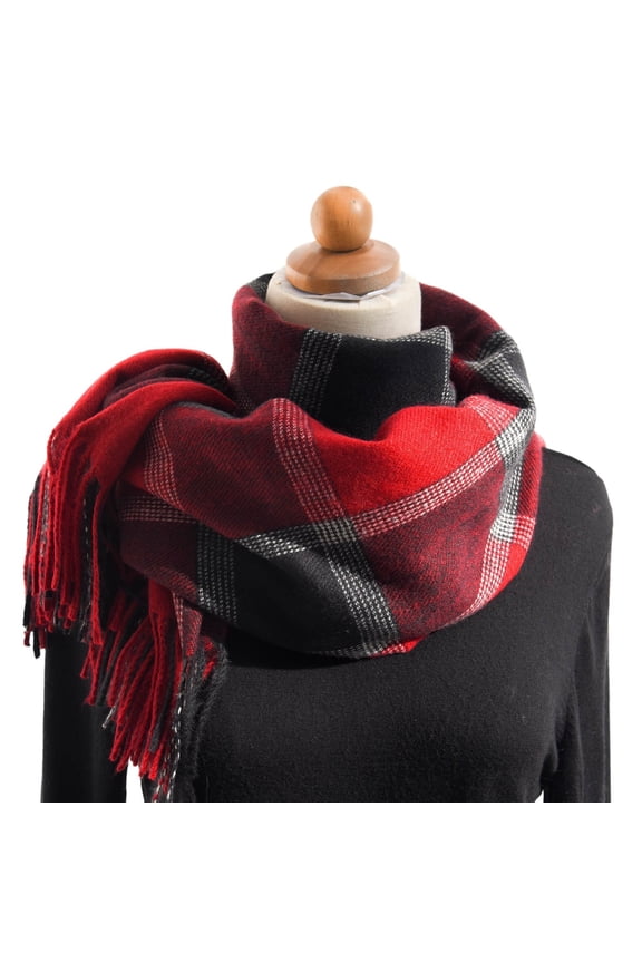Winter Scarves Oversized Classic Plaid Knitted Tassel Shawls Wraps Ourdoor Versatile neckwear Ladies Soft Scarf