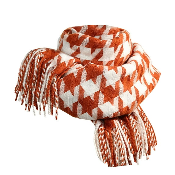 Yuanlong Winter Scarves Plus Black White Plaid Thick Warmth Tassel Female Shawl Holiday Travel Neckwear Scarf One Size