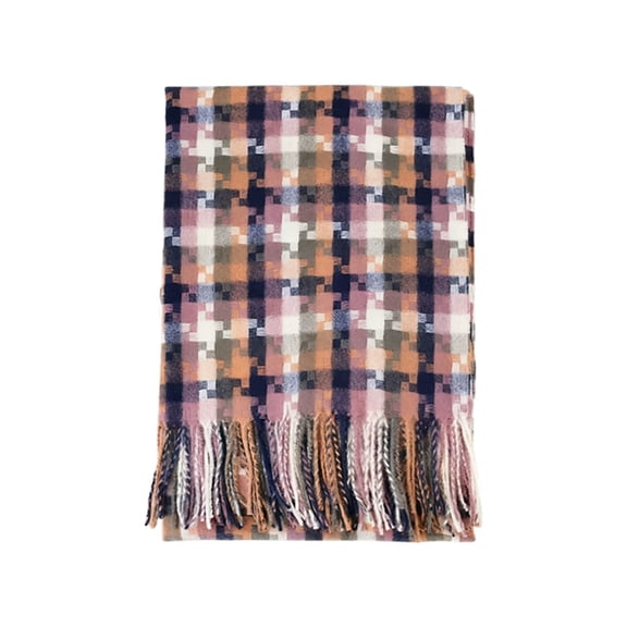 Yuanlong Winter Scarves Plus MidLength Tassel Plaid Print Long Wraps Shawls Outdoor Neckwear Comfort Warmth Blanket Scarf