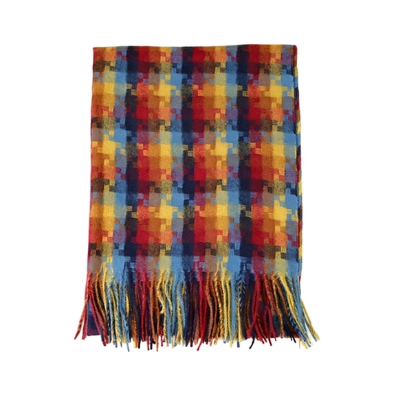 Yuanlong Winter Scarves Plus MidLength Tassel Plaid Print Long Wraps Shawls Outdoor Neckwear Comfort Warmth Blanket Scarf