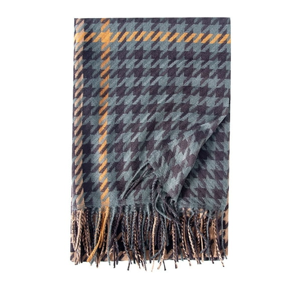 Yuanlong Winter Scarves Plus Tassel Houndstooth Plaid Print Long Wraps Shawls Outdoor Neckwear Soft Warmth Blanket Scarf