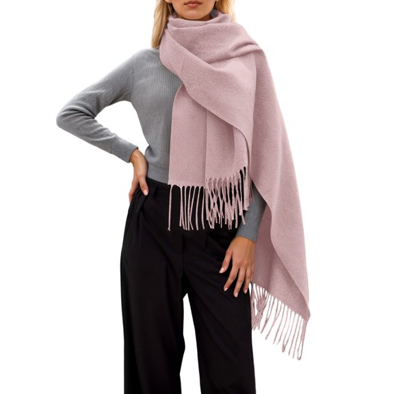Yuanlong Winter Scarves Solid Color Long Thick Wrap And Shawl With Fringes Daily Soft Elegant Neck Warmer Ladies Scarfs