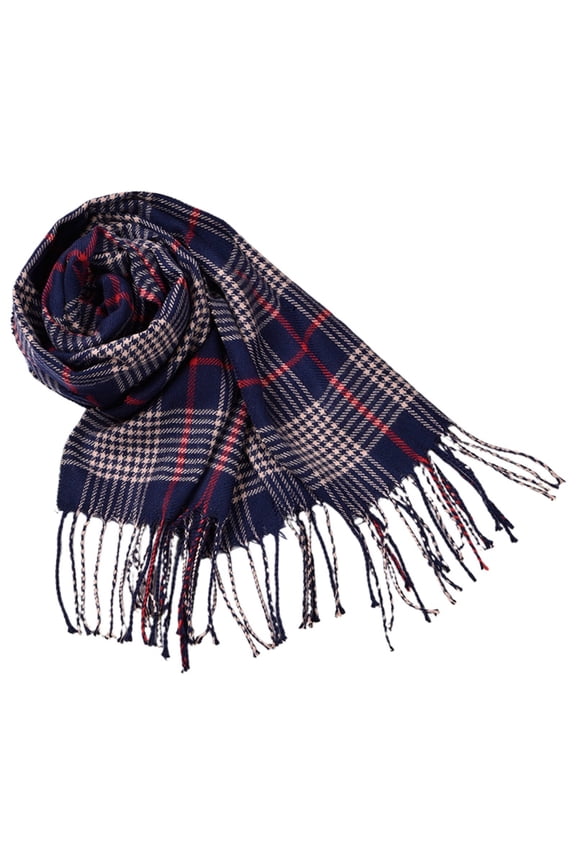 Winter Scarves Unisex Black White Plaid Pattern Thick Shawls Wraps With Tassels Warmth Neckwear Relaxed Scarf