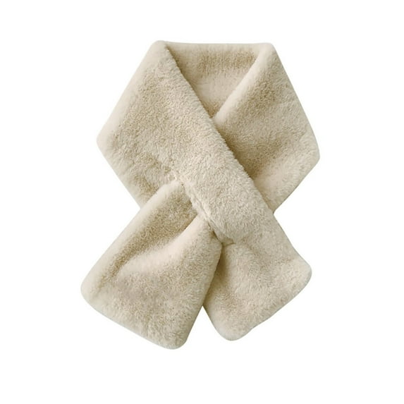 Yuanlong Winter Scarves Women Cross Collar Solid Color Thickened Plush Warm Scarf Comfortable Soft Shawl Scarf One Size