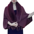 thumbnail image 1 of Yuanlong Winter Scarves Women Imitation Collar Fringed Hem Cardigan Shawl Wraps Outdoor Elegant Knitted Capes Cloak, 1 of 4