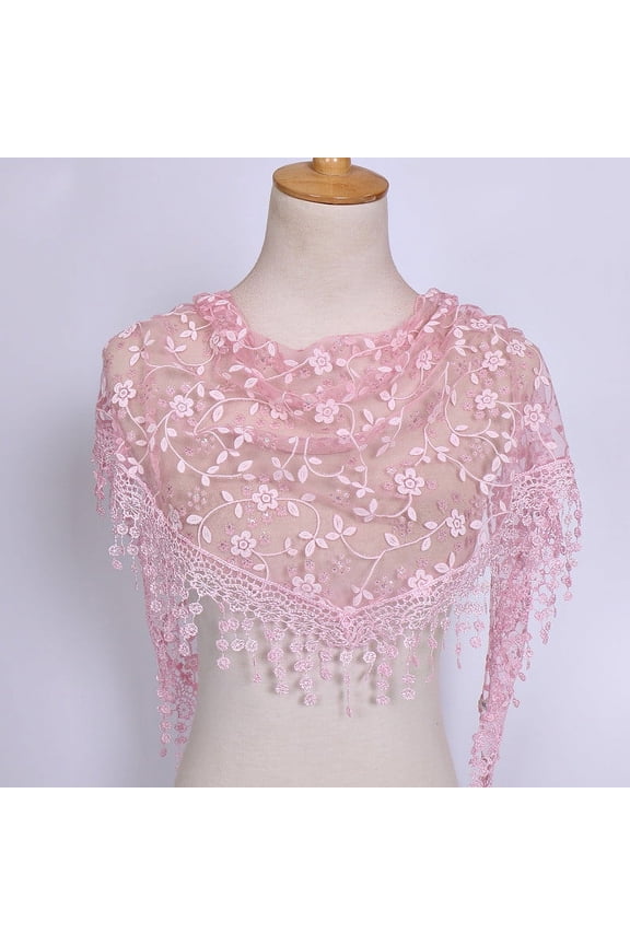 Winter Scarves Womens Mesh Crochet Tassel Lace Teardrop Fringe Lace Scarf Fashion Neckwear Lightweight Bandana