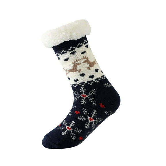 Yuanlong Winter Socks Christmas Themed Printed Fluffy Lined Mid Tube Socks Indoor Cozy Thermal Slippers Socks For Unisex