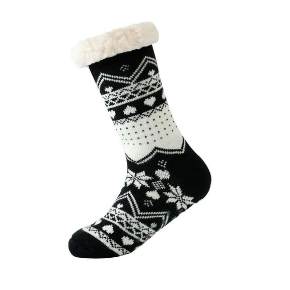 Yuanlong Winter Socks Christmas Themed Printed Fluffy Lined Mid Tube Socks Indoor Cozy Thermal Slippers Socks For Unisex