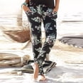 thumbnail image 1 of Yuanlong Women Boho Jogger Pants Floral Print Elastic Waist Side Pockets Lightweight Loose Vacation Beach Casual Bottoms, 1 of 4