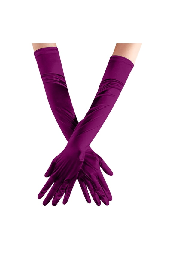 Women Gloves Elegant Solid Color Satin Arm Length Five Fingers Gloves For Wedding Evening Gown Party Opera Gloves