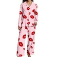 thumbnail image 1 of Yuanlong Women Pajama Set 2-Piece Long Sleeve Shirt And Pants Red Lip Print Lounge Sets Valentine & Spring Fashion Cozy Lady Nightwear, 1 of 9