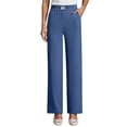 thumbnail image 1 of Yuanlong Women Pants Fall Winter Plain Elastic Empire Waist Straight Wide Long Pant Ladies Business Wear Dressy Trousers, 1 of 4