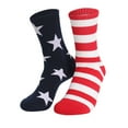 thumbnail image 1 of Yuanlong Women Socks Mid Calf Stripes Print Patriotic Socks 4th of July Holiday Stylish Casual Socks, 1 of 2