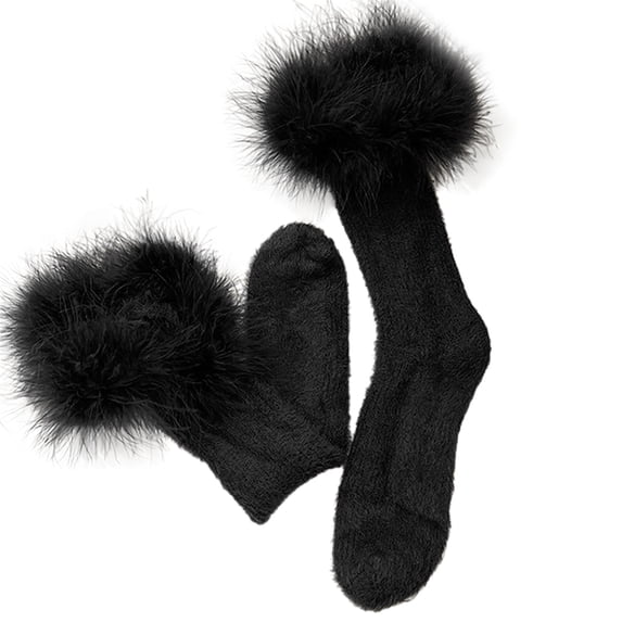 Yuanlong Women Winter Socks Fuzzy Warm Calf Thigh High Hosiery Stylish Home Floor Socks