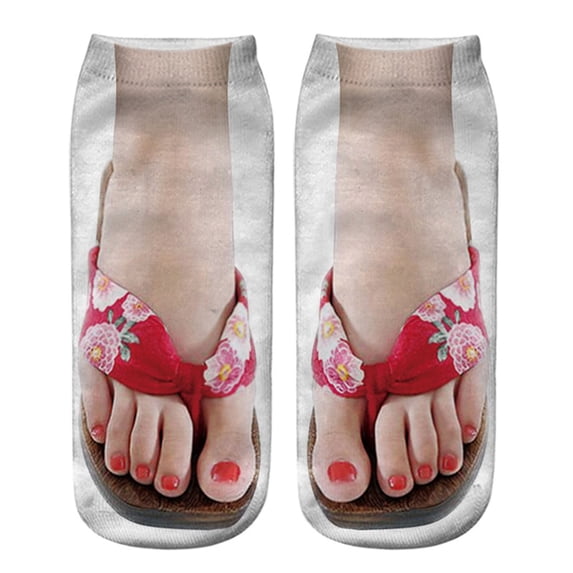 Yuanlong Women's Ankle Socks 3D Pattern Sandals Print Socks Personality Stylish Athletic Leisure Hosiery