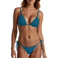 thumbnail image 1 of Yuanlong Women's Bikini Neck Tie Top With Side Tie Triangle Bottom Solid Color Bathing Suits Minimalist Beach Swimwear, 1 of 5