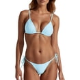 thumbnail image 1 of Yuanlong Women's Bikini Neck Tie Top With Side Tie Triangle Bottom Solid Color Bathing Suits Minimalist Beach Swimwear, 1 of 5