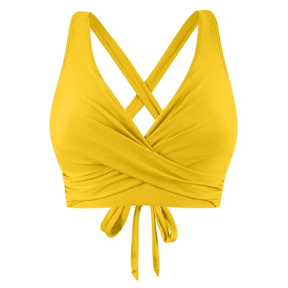 Yuanlong Women's Bikini Top Knot Front Underwire Push Up Tie Crisscross Back Swim Crop Top Stylish Beachwear Swimwear