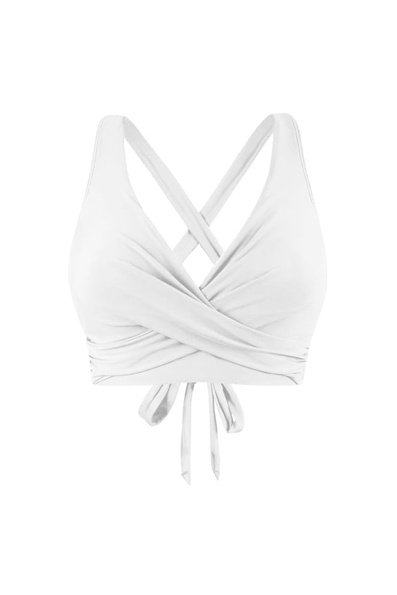 Women's Bikini Top Knot Front Underwire Push Up Tie Crisscross Back Swim Crop Top Stylish Beachwear Swimwear