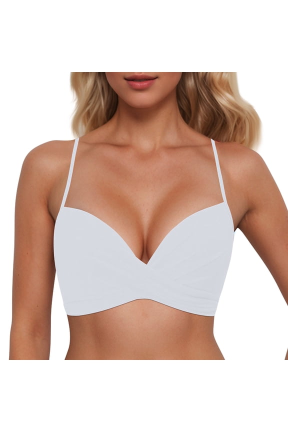 Women's Bikini Tops Knot Front Padded Solid Color Swim Crop Top Push Up Minimalist Beachwear Swimwear Bikini Top