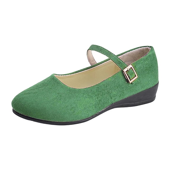 Yuanlong Women's Casual Shoes Suede Buckle Strap Wedge Mary Jane Solid Color Comfortable Stylish Holiday Shoes