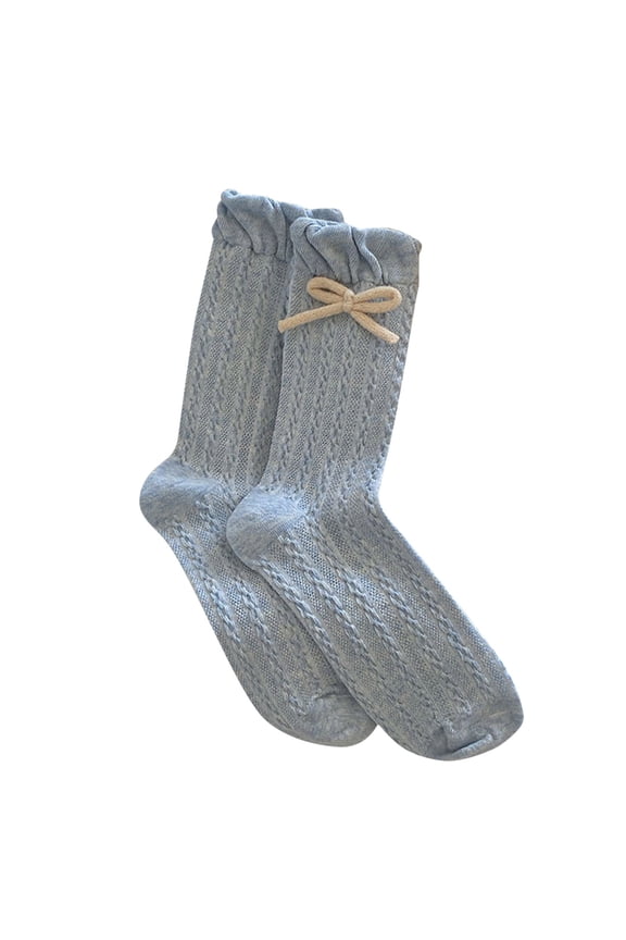 Women's Crew Socks Mesh Bow Heart Slouch Sock Color Block Japanese Style Cute Vacation Hosiery