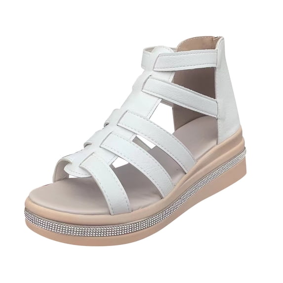 Yuanlong Women's Gladiator Sandals Platform Wedge Sandals Open Toe Back Zipper Solid Color Stylish Holiday Shoes