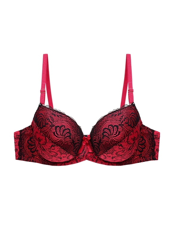 Women's Lace Bras Push Up Adjustable Spaghetti Straps Underwire Supportive Bra Full Coverage Everyday Day Bras