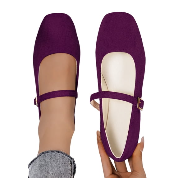 Yuanlong Women's Mary Jane Shoes Breathable Non Flat Sole Single Strap Square Toe Comfort Ballet Casual Shoes