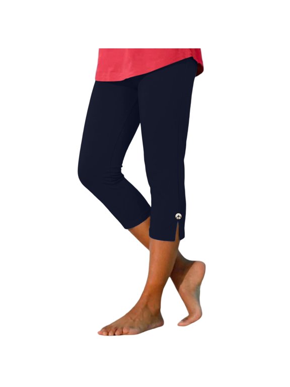 Women's Pants Side Slit Solid Color Button Design Trousers Solid Slim Fit Stylish Minimalist Holiday Sport Bottoms