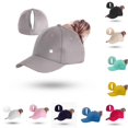 thumbnail image 1 of Yuanlong Women's Ponytail Hat Baseball Cap Solid Color Curved Brim Sun Hat Minimalist Running Tennis Headwear, 1 of 4