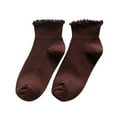 thumbnail image 1 of Yuanlong Women's Ruffle Boat Socks Ribbed Solid Color Ankle Socks Basic Versatile Holiday Casual Hosiery, 1 of 3