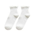 thumbnail image 1 of Yuanlong Women's Ruffle Boat Socks Ribbed Solid Color Ankle Socks Basic Versatile Holiday Casual Hosiery, 1 of 3