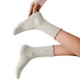 thumbnail image 1 of Yuanlong Women's Ruffle Edge Crew Socks Sweat Absorbent Polka Dot Slouchy Autumn And Winter Socks Holiday Hosiery, 1 of 4
