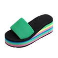thumbnail image 1 of Yuanlong Women's Sandals Single Band Wedge Slide Sandals Rainbow Layer EVA Platform Open Toe Non Cozy Beach Casual Slides, 1 of 9