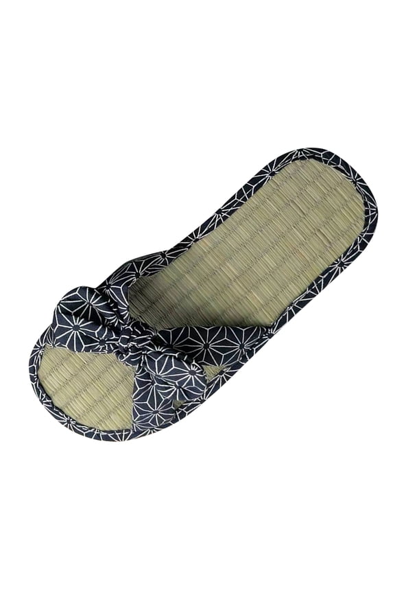 Women's Slides Sandals Straw Mat Flat Bow Rattan Grass Slippers Stylish Holiday Casual Footwear