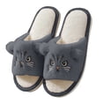 thumbnail image 1 of Yuanlong Women's Slippers Cartoon Cat Fuzzy Plush Open Toe Slide Slippers Soft Lined Non Warm Winter Indoor House Slippers, 1 of 5