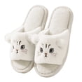 thumbnail image 1 of Yuanlong Women's Slippers Cartoon Cat Fuzzy Plush Open Toe Slide Slippers Soft Lined Non Warm Winter Indoor House Slippers, 1 of 6