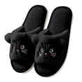 thumbnail image 1 of Yuanlong Women's Slippers Cartoon Cat Fuzzy Plush Open Toe Slide Slippers Soft Lined Non Warm Winter Indoor House Slippers, 1 of 6