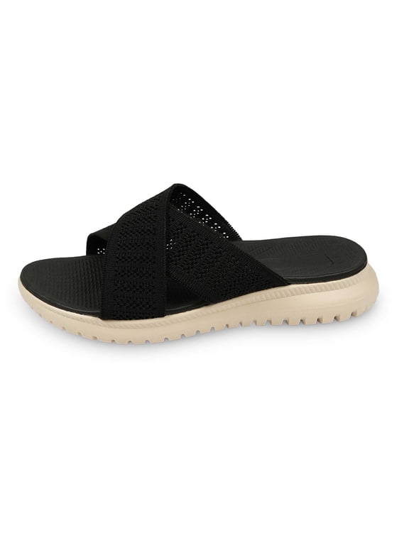 Women's Slippers Crisscross Knit Platform Slide Sandals Breathable On Light Cushion Outsole Summer Beach Shoes