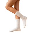 thumbnail image 1 of Yuanlong Women's Socks Mid-Calf Hollow Out Mesh Ruffle Socks Solid Color Leisure Activities Hosiery, 1 of 6