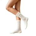 thumbnail image 1 of Yuanlong Women's Socks Mid-Calf Hollow Out Mesh Ruffle Socks Solid Color Leisure Activities Hosiery, 1 of 4