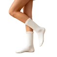 thumbnail image 1 of Yuanlong Women's Socks Mid-Calf Hollow Out Mesh Ruffle Socks Solid Color Leisure Activities Hosiery, 1 of 7
