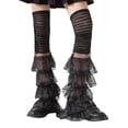 thumbnail image 1 of Yuanlong Women's Stackable Socks Lace Trimmed Color Block Over-the-Knee Sock Lightweight Cute And Cool Y2K Style Hosiery, 1 of 4