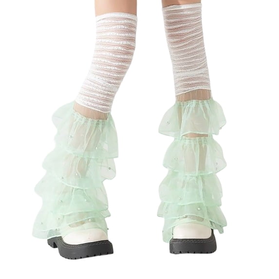 Yuanlong Women's Stackable Socks Lace Trimmed Color Block Over-the-Knee Sock Lightweight Cute And Cool Y2K Style Hosiery