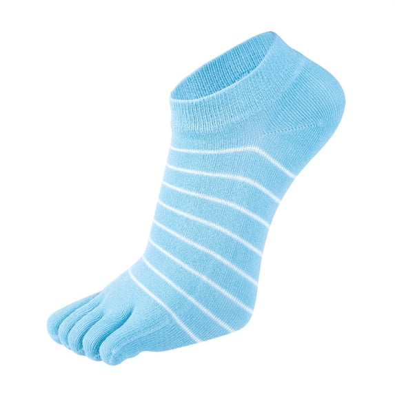 Yuanlong Women's Striped Socks Low Cut Five Toe Separate Socks Stylish Classic Breathable Sports Hosiery
