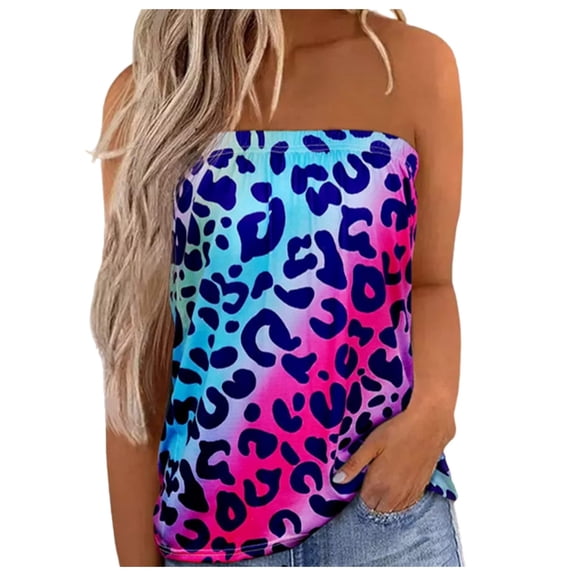 Yuanlong Women's Striped Tube Top With Elasticated Top Edge Summer Strapless Top Loose Fit Soft Stylish Vacation Tubes