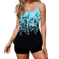 thumbnail image 1 of Yuanlong Women's Swimsuit Sets Gradient Print Bow Tie Tankini Top + Solid Color High Waist Boy Shorts Suits 2 Piece Swimwear, 1 of 5